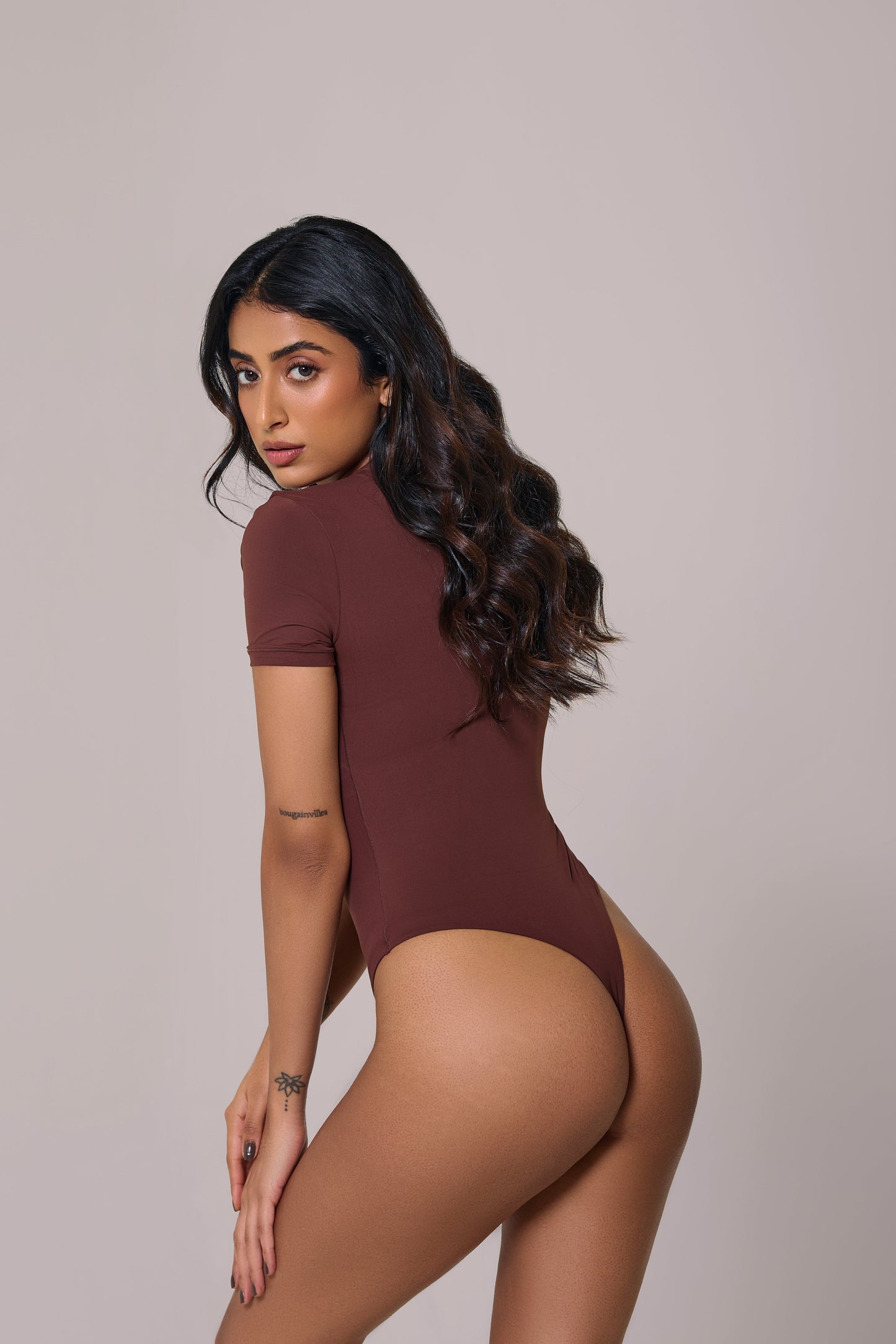 Cap Sleeves Bare Bodysuit