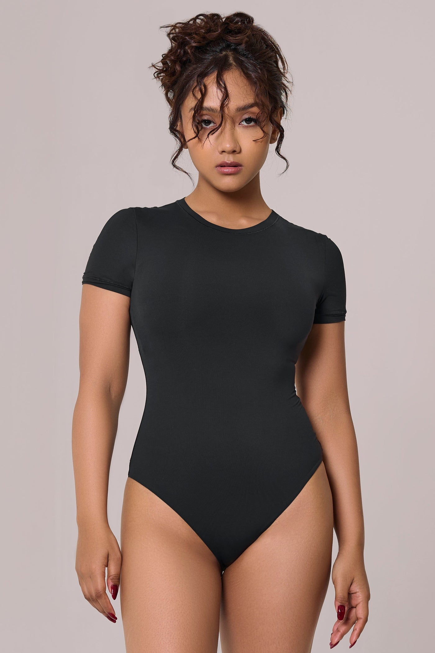 Cap Sleeves Bare Bodysuit