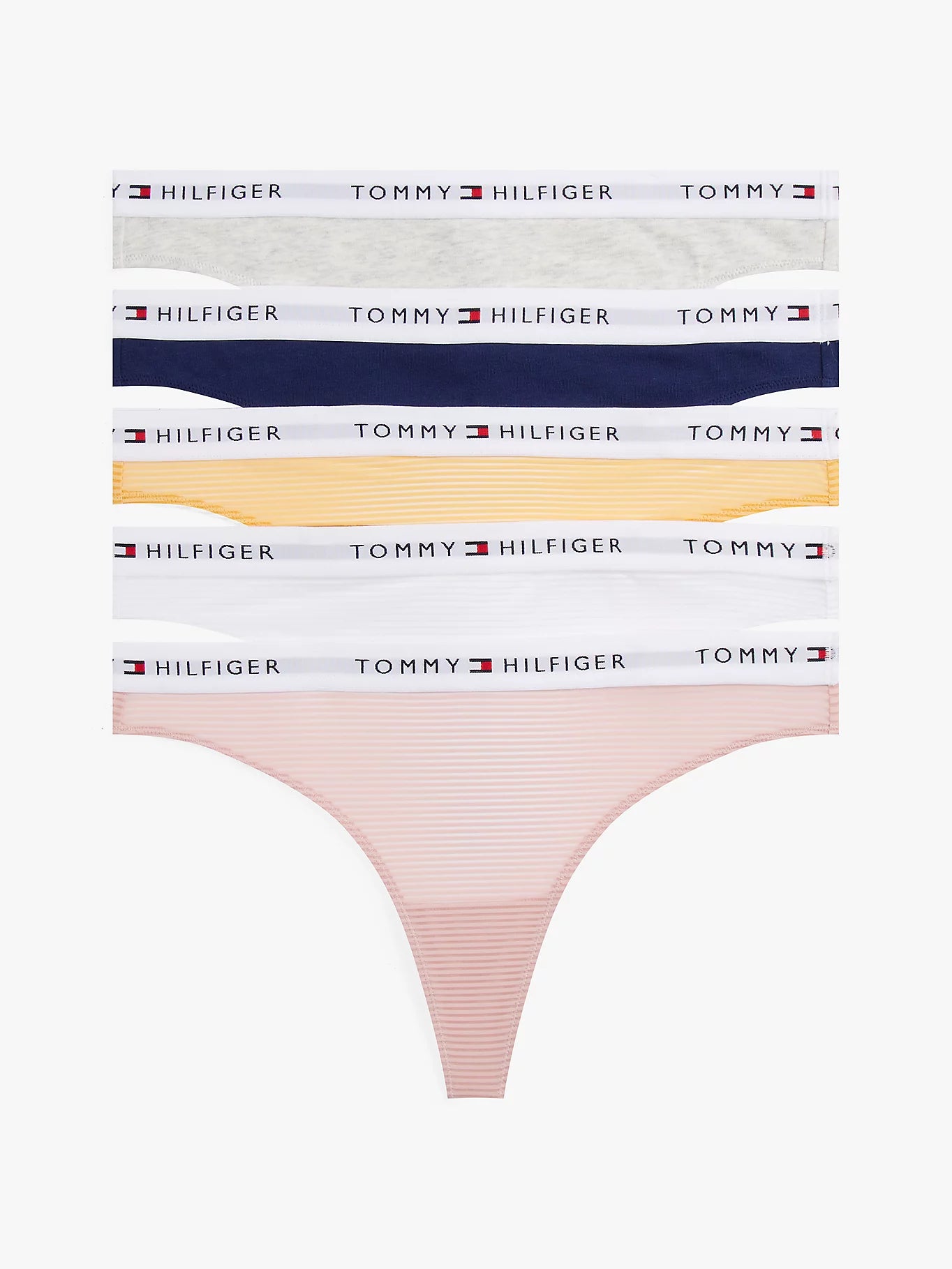 Tommy Hilfiger Logo Waistband Thongs Pack of- 5
